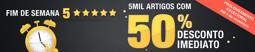 Fim-de-semana 5 estrelas - 5 mil artigos com 50% de desconto imediato