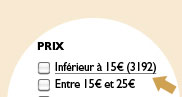 Prix : inferieur à 15€ (3192), entre 15&euro et 25€